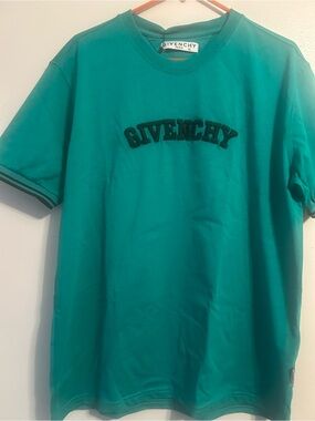 Givenchy Men’s Teal Short Sleeve Logo Tee